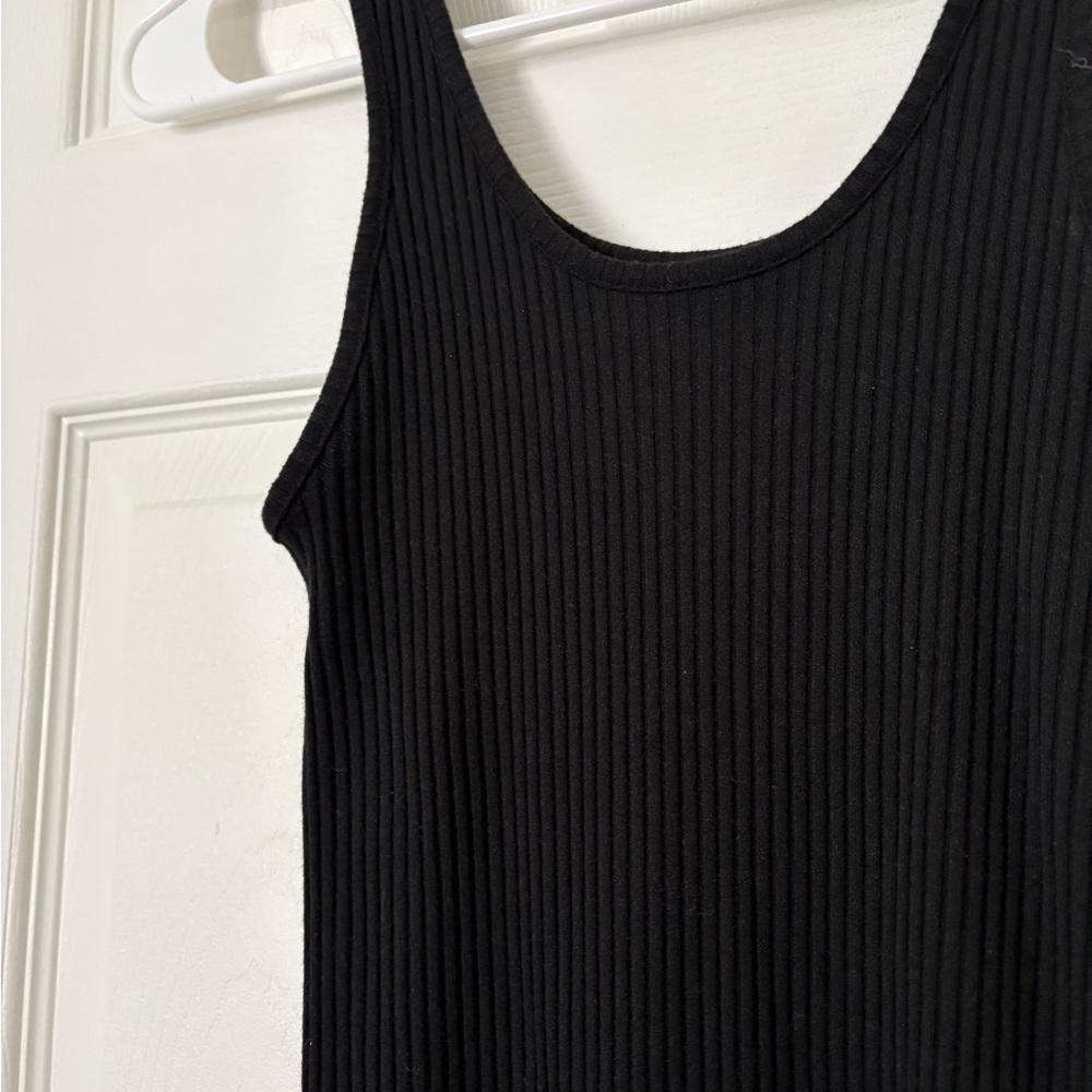 Black Sleeveless Rib Knit Midi/Maxi Dress - Picture 2 of 2